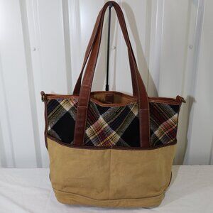 Pendleton Acadia National Park Wool Canvas Leather Tote bag Large Brown Black